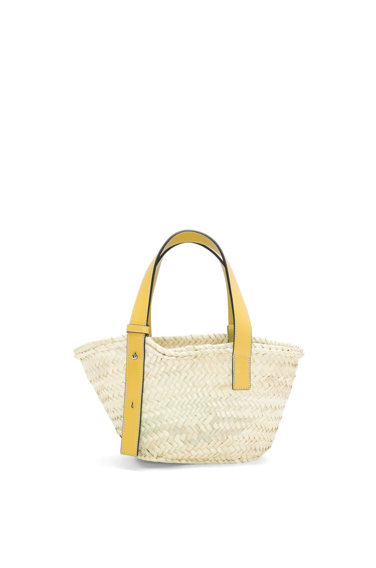 LOEWE Small Basket bag in palm leaf and calfskin Dark Yellow