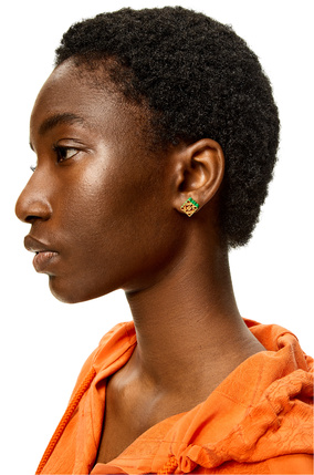 LOEWE Anagram stud earrings in sterling silver and enamel Bright Green plp_rd