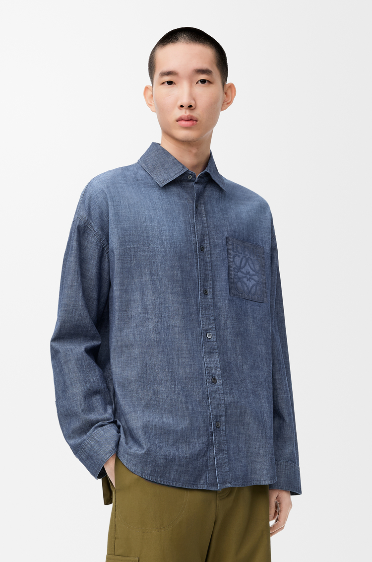 LOEWE Hemd aus Baumwolle Gewaschenes Blau