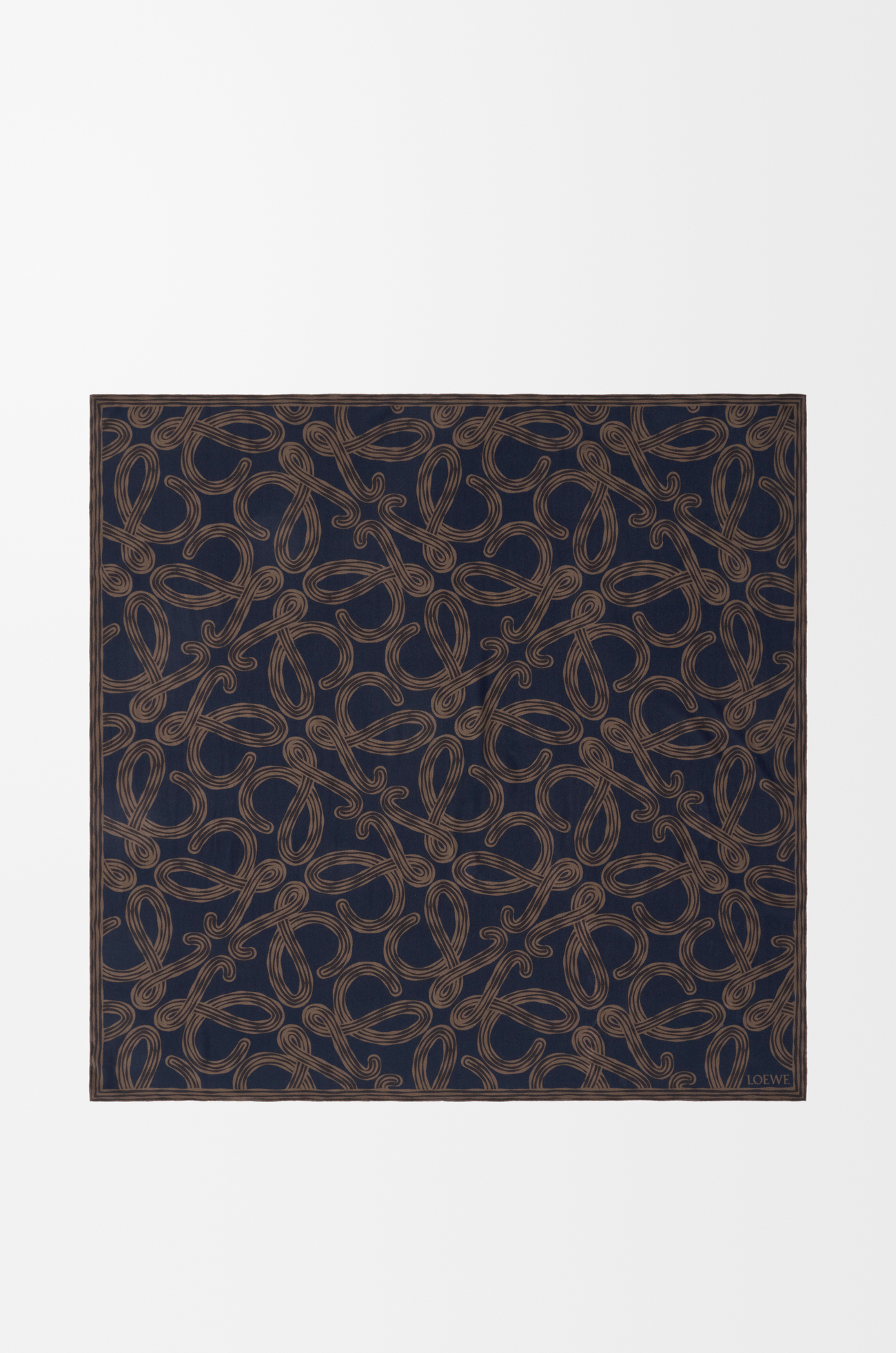 LOEWE Scarf in silk Navy/Brown