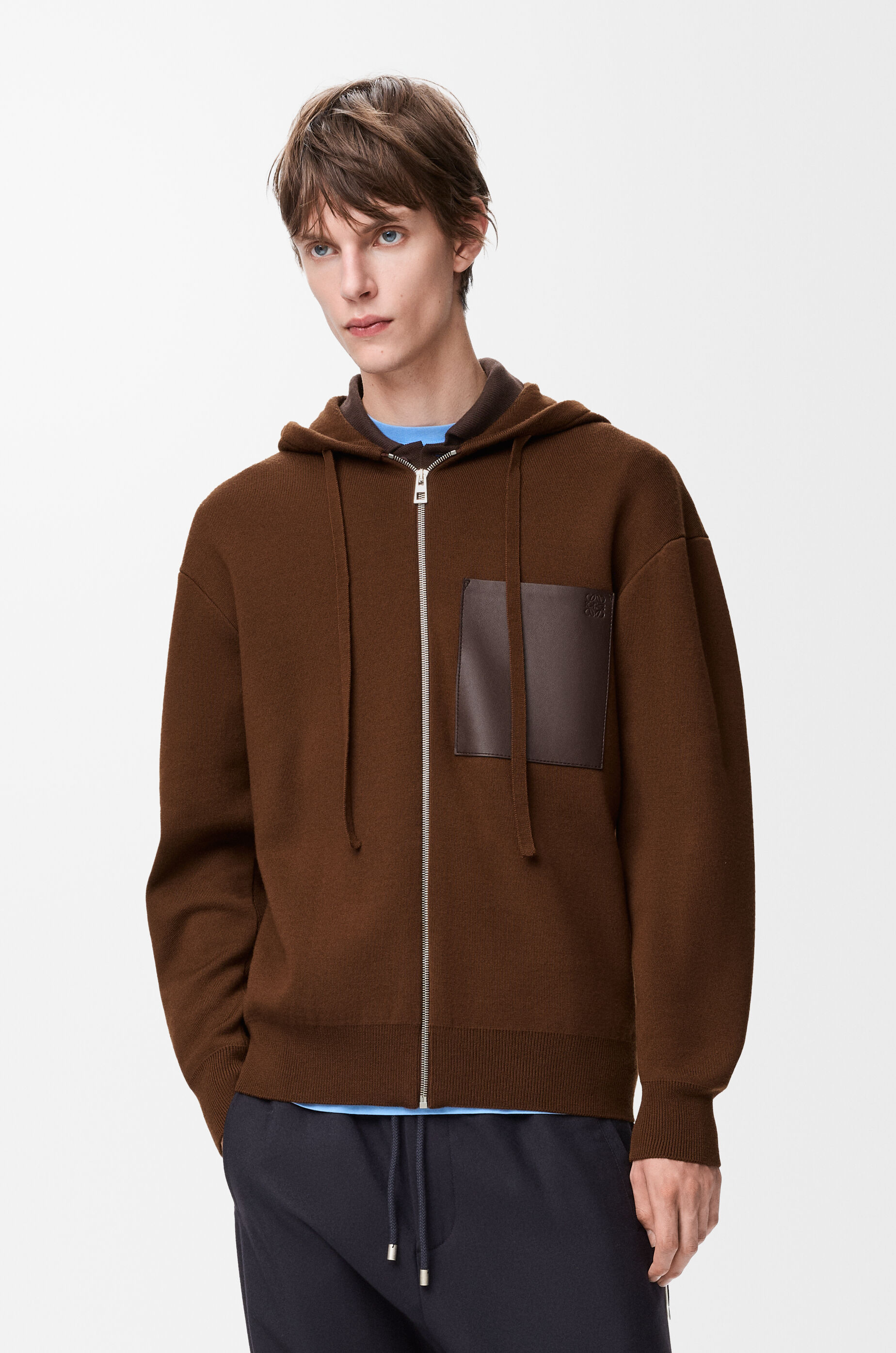 ジップアップ フーディー（ウール） ブラウン - LOEWE Japan official