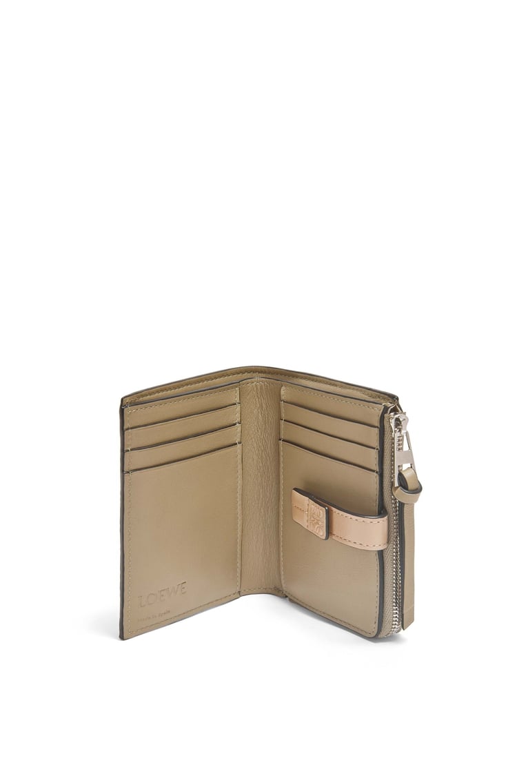 LOEWE Slim compact wallet in soft grained calfskin Artichoke Green/Dusty Beige