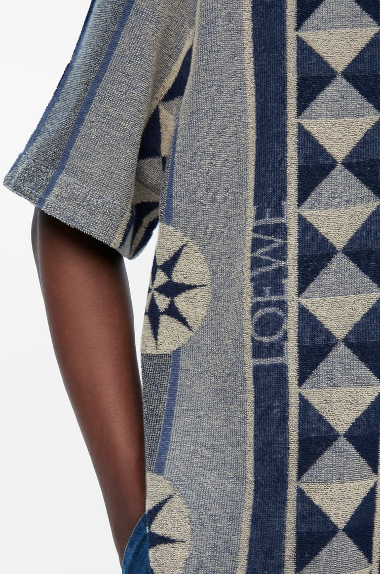 LOEWE Camisa de manga corta en jacquard de algodón Azul/Multicolor