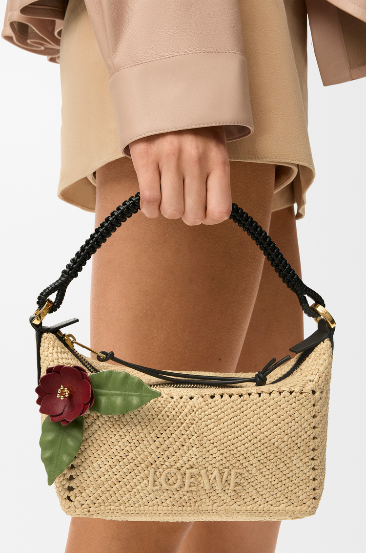 LOEWE Flower pin in classic calfskin Burgundy