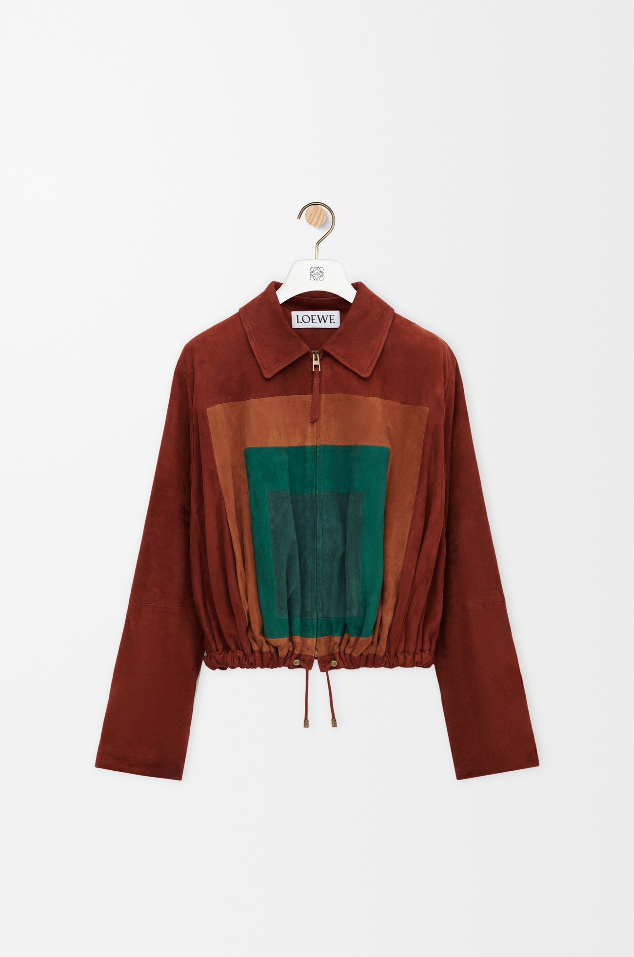 LOEWE Chaqueta globo en ante de piel de cabra Marrón/Verde Oscuro