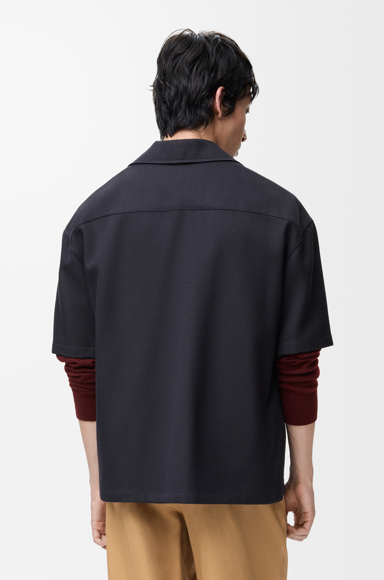 LOEWE Camisa de manga corta en lana Azul Marino Oscuro