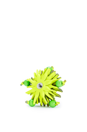 LOEWE Stud flower in classic calfskin Neon Yellow