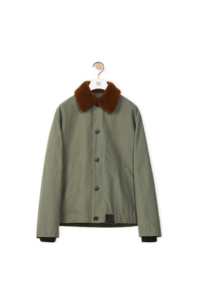 LOEWE Shearling collar jacket in cotton Old Military Green plp_rd
