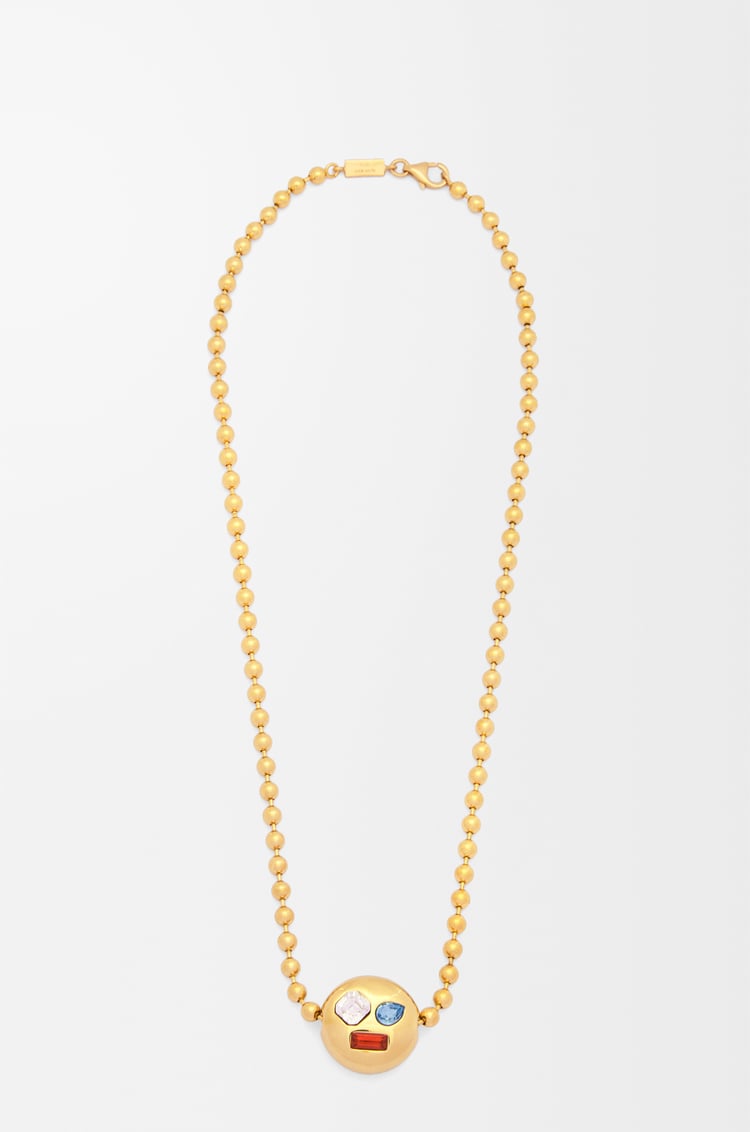 LOEWE Anagram Pebble necklace in sterling silver and crystals Gold/Multicolor