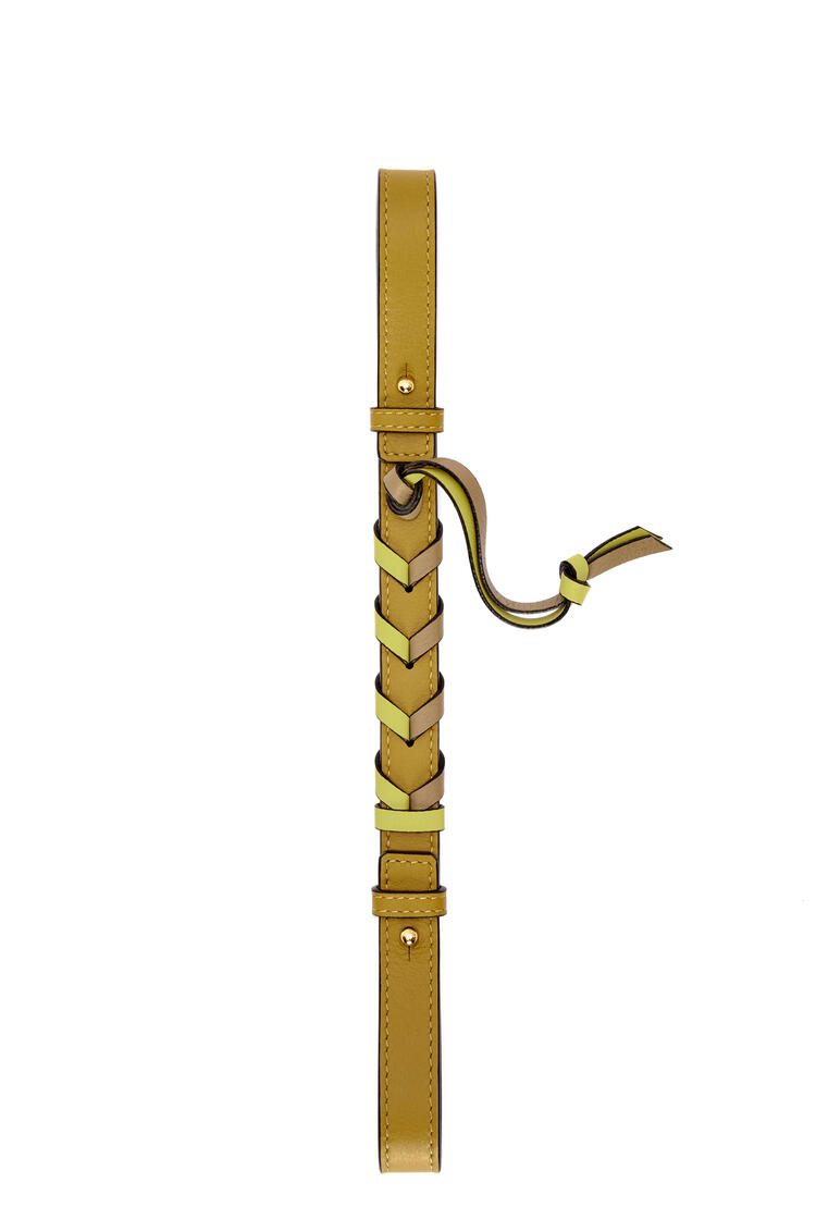 LOEWE Short braided strap in classic calfskin Ochre/Laurel Green pdp_rd