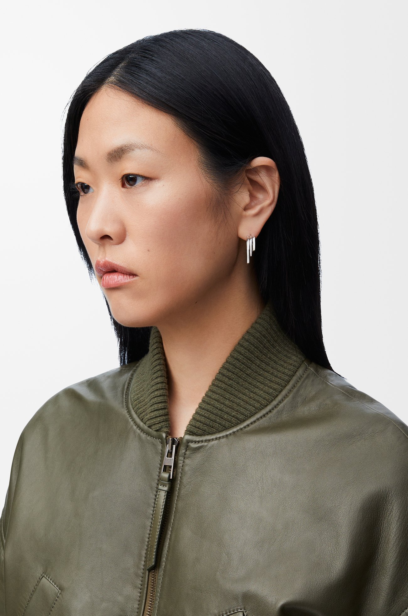 LOEWE 純銀層疊圓圈耳環 銀色