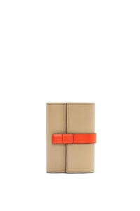 LOEWE Small vertical wallet in soft grained calfskin Clay Green/Vivid Orange