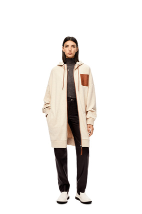 LOEWE Long oversize zip hoodie in cotton Ivory plp_rd