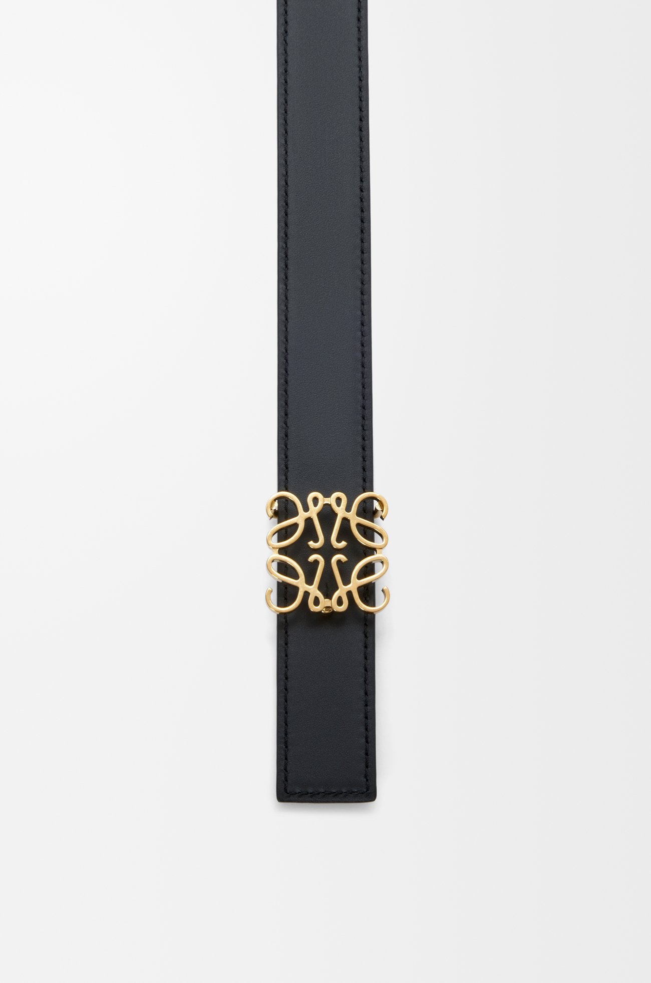 LOEWE Cinturón reversible Anagram en piel de ternera Negro/Dorado