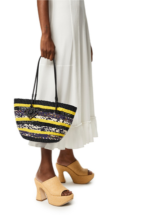 LOEWE Basket Tote in elephant grass and calfskin Black/Yellow plp_rd