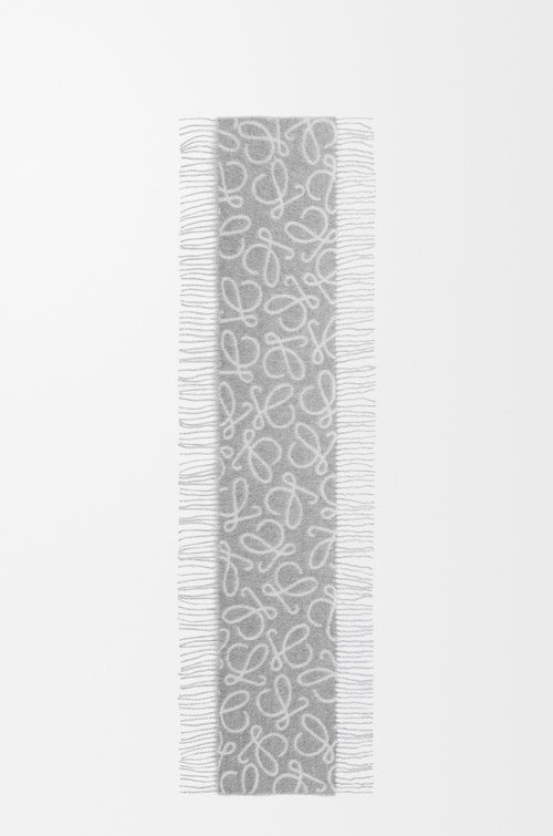 LOEWE Écharpe en alpaga et laine Gris Clair/Blanc