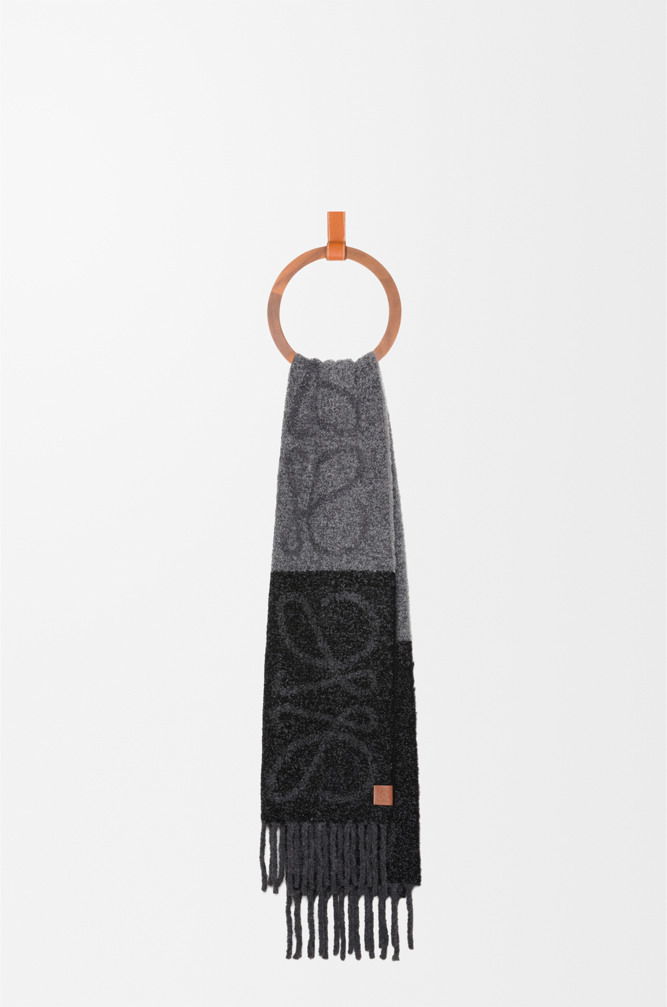 LOEWE Anagram scarf in alpaca and wool Dark Grey/Black