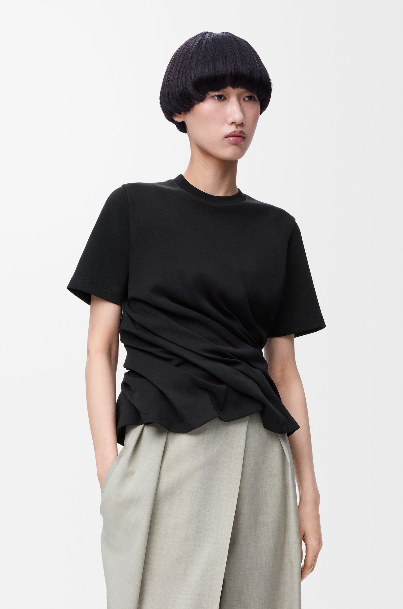LOEWE Twisted top in cotton blend Black