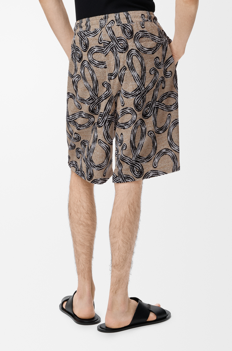 LOEWE Pantalón corto en jacquard de rizo Beige/Negro