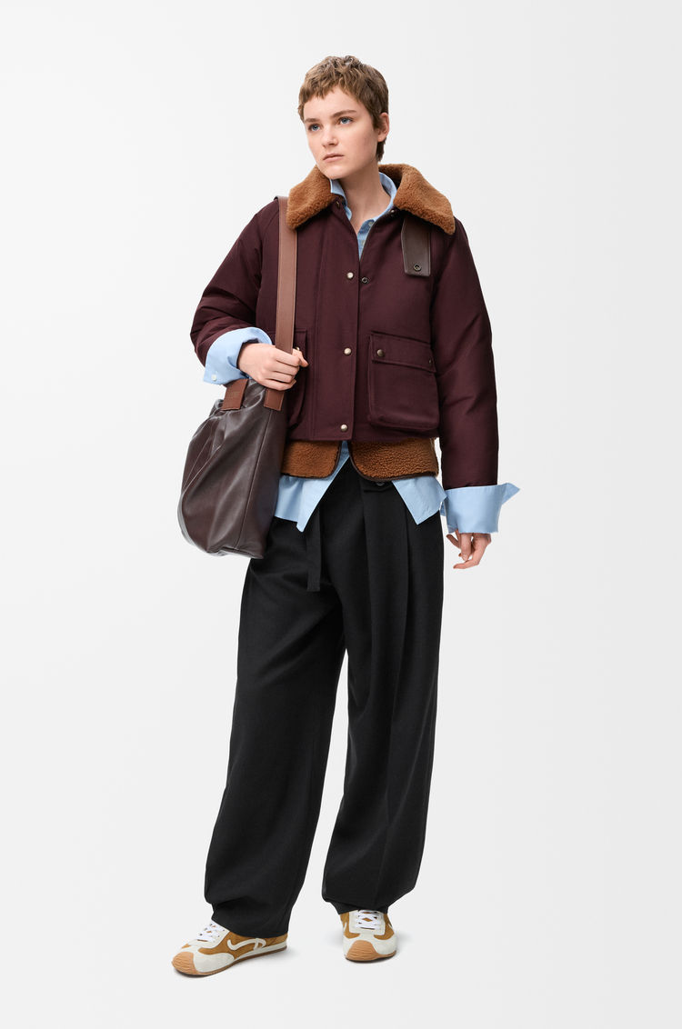 LOEWE Puffer in shearling and cotton blend Burgundy