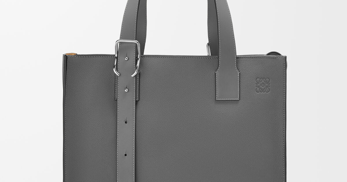バックル ジッパー トートバッグ（ソフトグレインカーフ） グレー - LOEWE