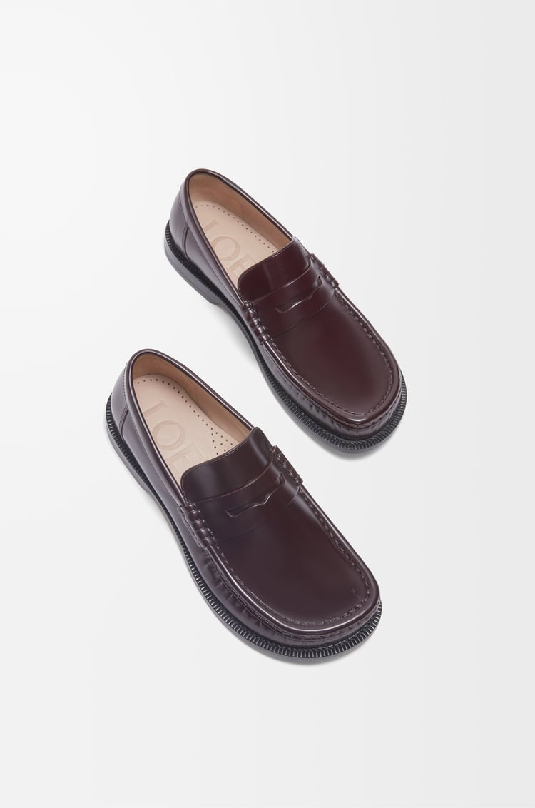 LOEWE Campo loafer in brushed calfskin Burgundy