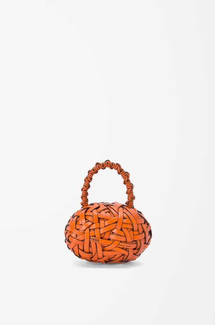 LOEWE Nest woven door stopper in stone and calfskin Orange