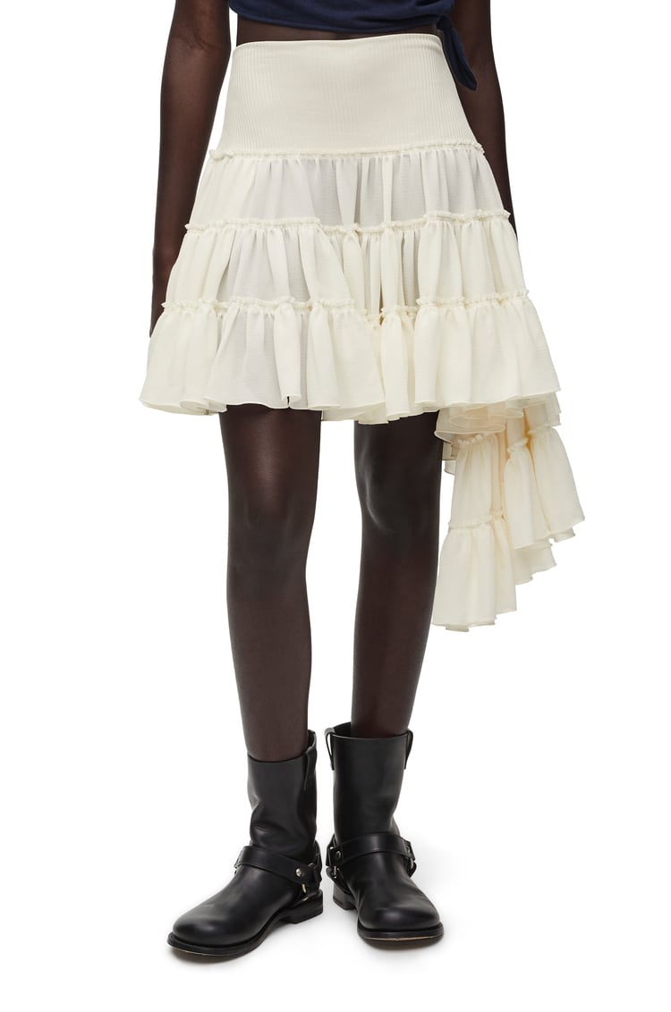 LOEWE Ruffled skirt in silk Off-white