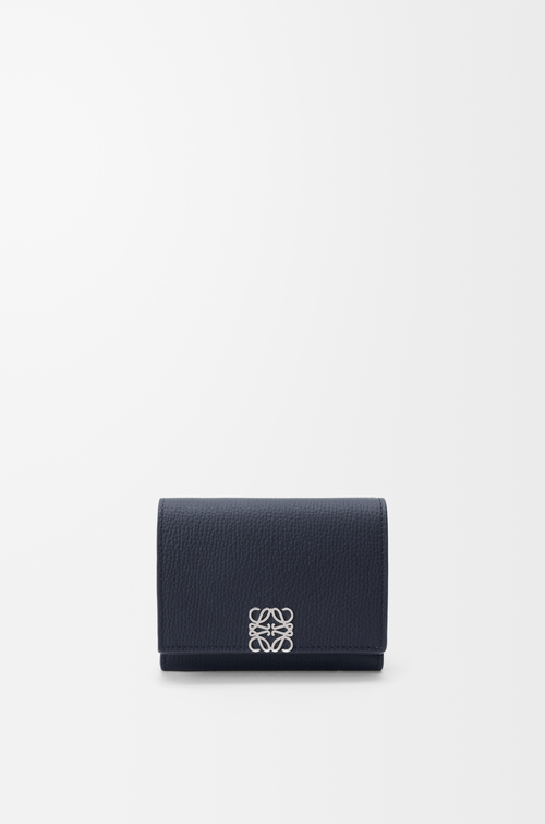 LOEWE 鹅卵石纹牛皮革 Anagram 三折钱包 深海军蓝