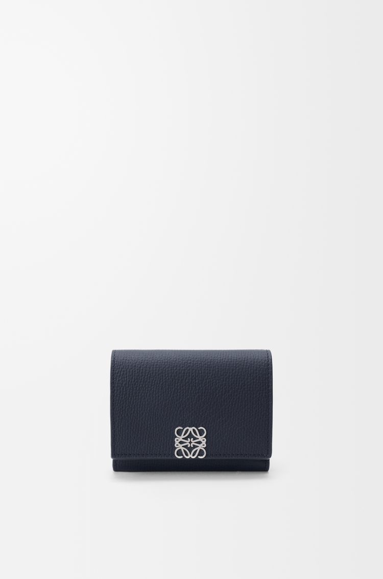 LOEWE 鹅卵石纹牛皮革 Anagram 三折钱包 深海军蓝