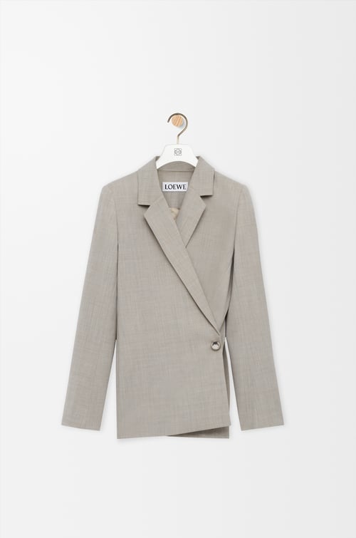 LOEWE Jacke aus Wolle Hellbeige Meliert