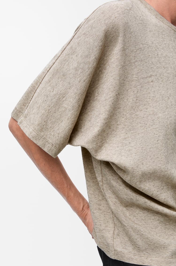 LOEWE Draped T-shirt in cotton and wool Beige