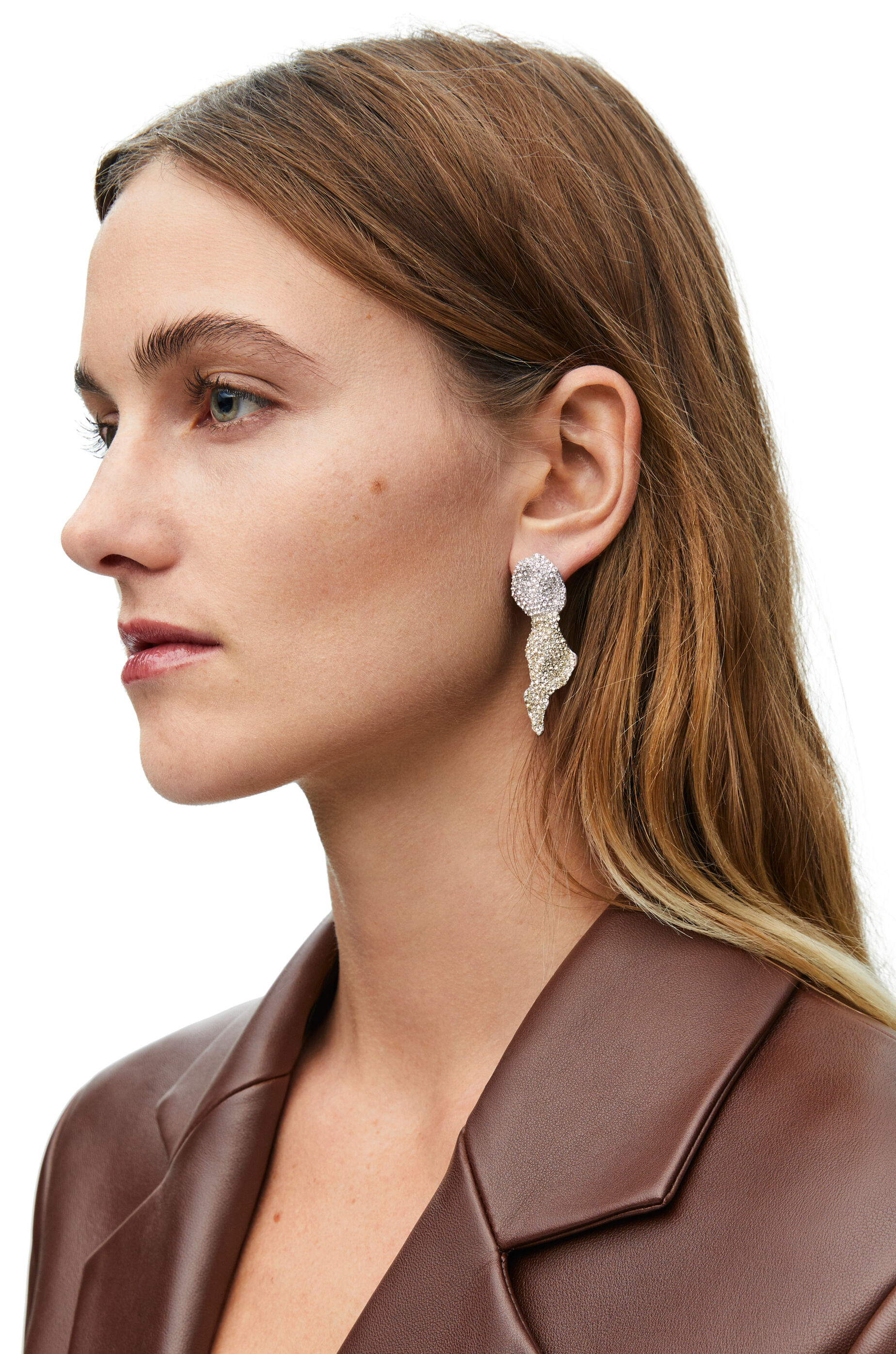 グリッターフラグメント ピアス（スターリングシルバー＆クリスタル） シルバー/クリア/ペールイエロー - LOEWE