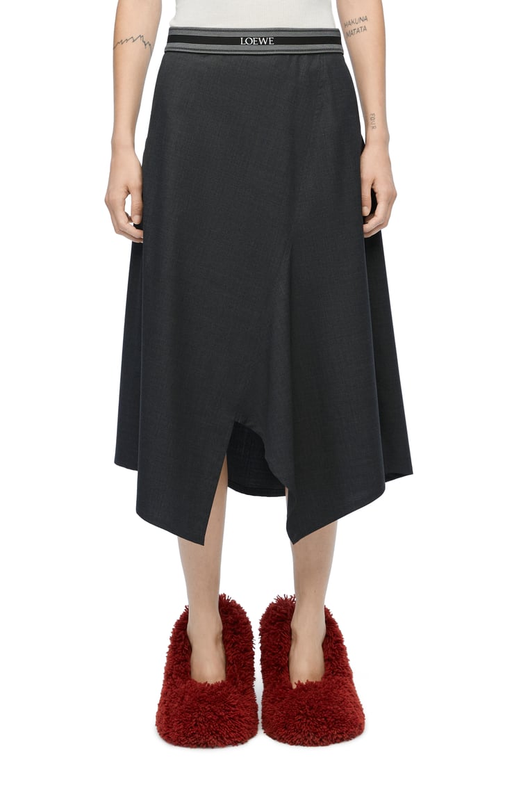 LOEWE Asymmetric skirt in wool Anthracite Melange