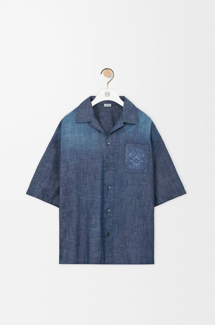 LOEWE Short sleeve shirt in cotton Washed Blue