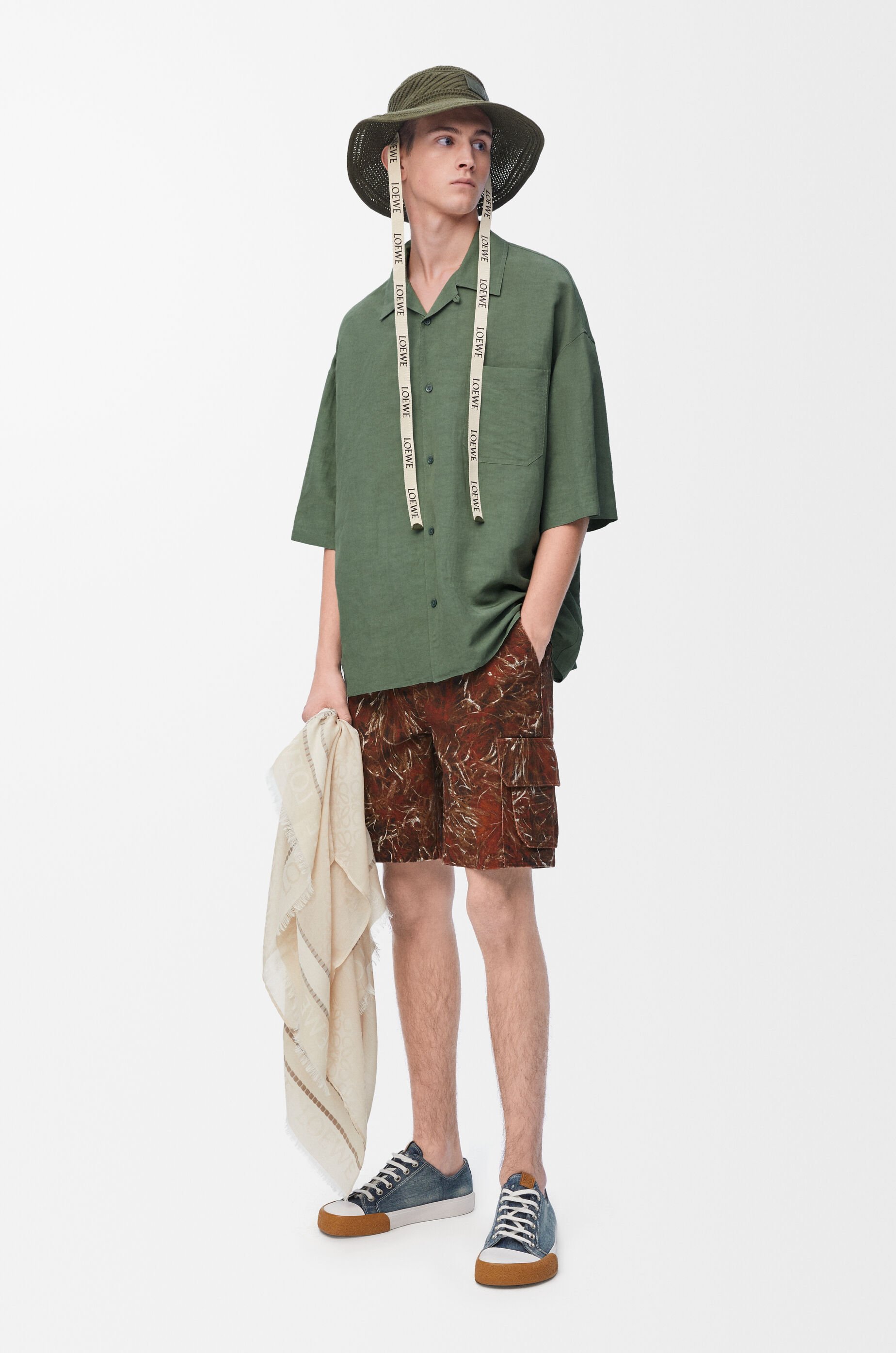ショートスリーブ シャツ(レーヨン&リネン) グリーン - LOEWE ショートスリーブ シャツ(レーヨン&リネン) グリーン - LOEWE