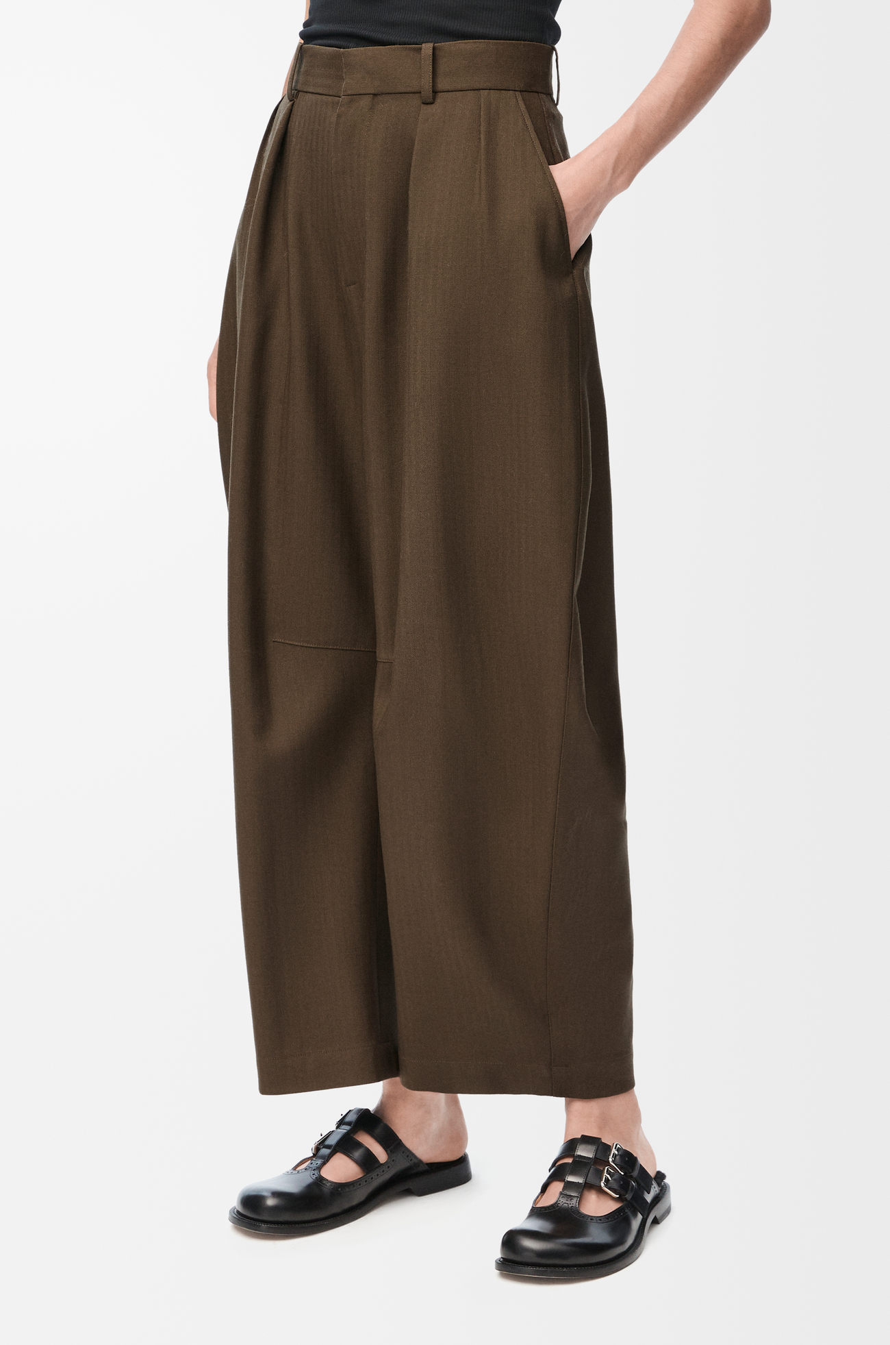 LOEWE Barrel trousers in wool Khaki Green