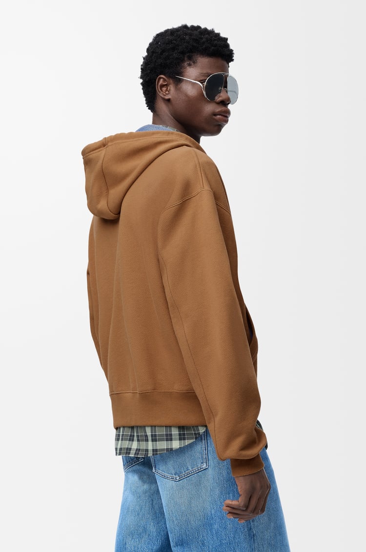 LOEWE Felpa con cappuccio e zip in cotone Beige/Blue