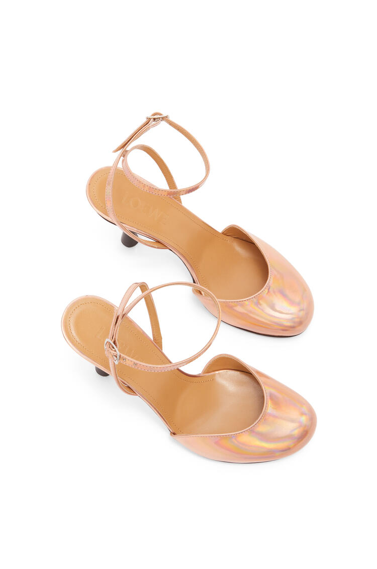 LOEWE Ankle strap pump in holographic fabric Rose Gold pdp_rd