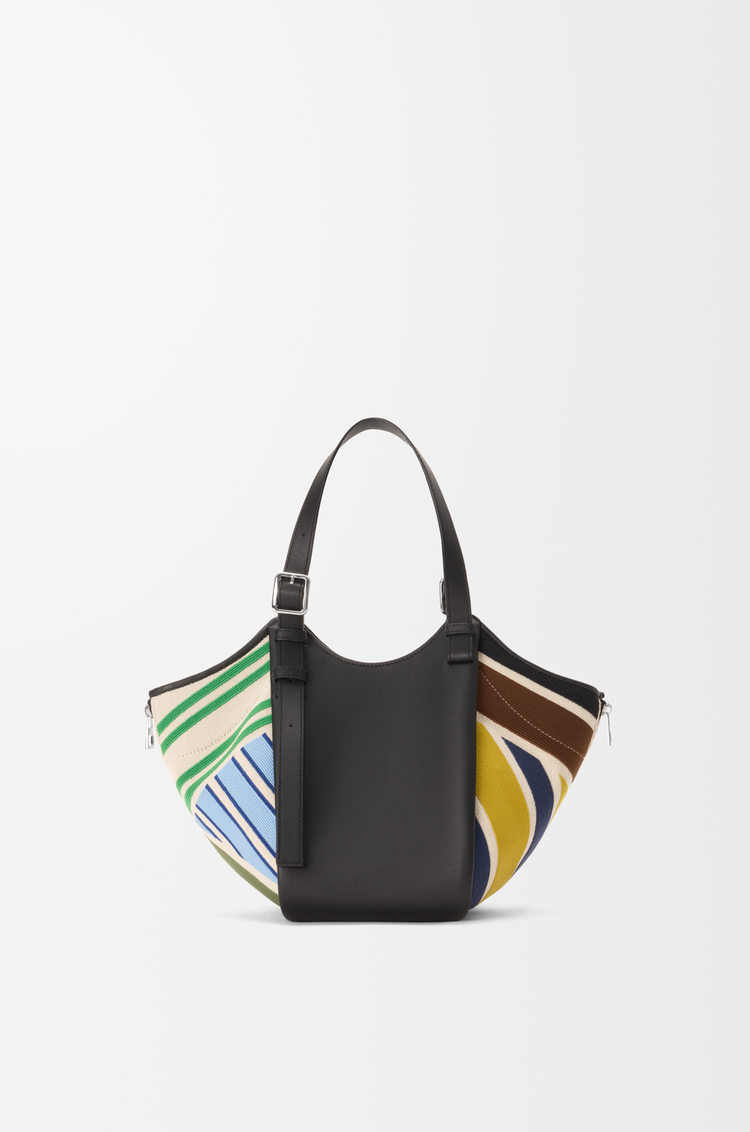LOEWE Sac Hammock Flip en toile brodée et cuir de veau Écru/Multicolore