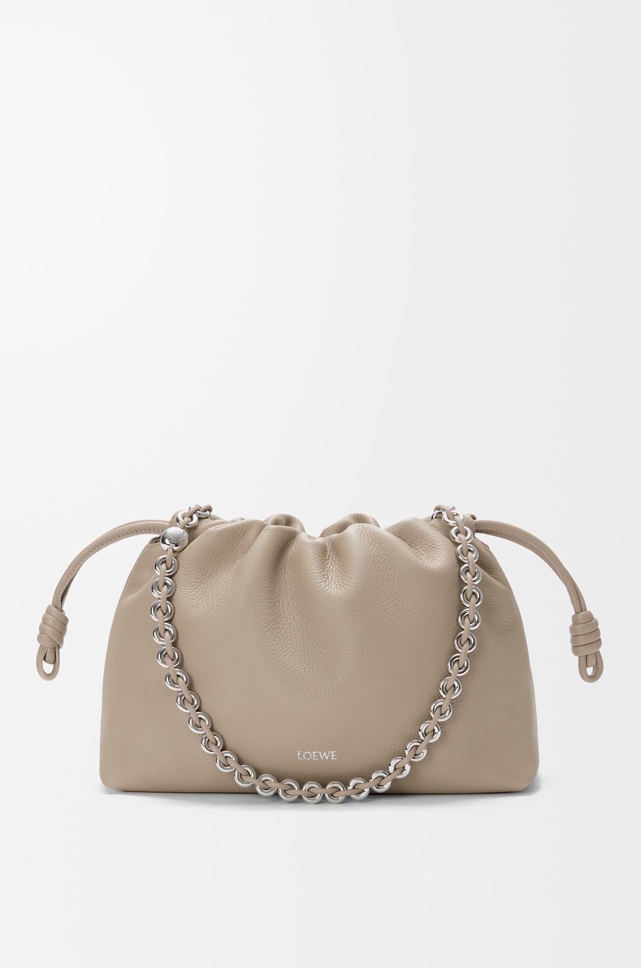 LOEWE Borsa Flamenco Purse media in pelle di vitello granata sottile Argilla