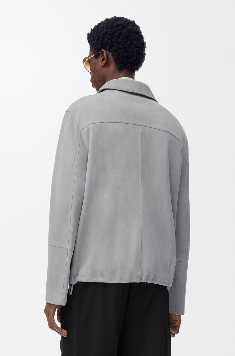 LOEWE Zip-up jacket in suede lambskin Light Grey