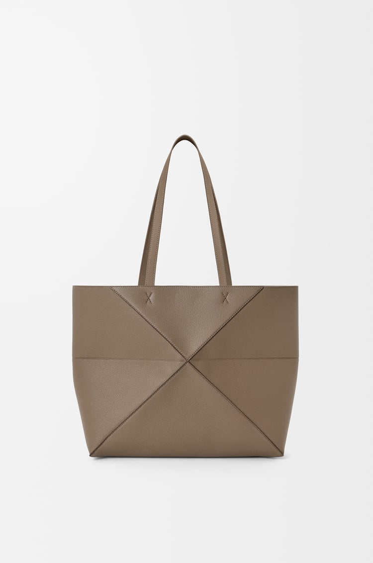 LOEWE Medium horizontal Puzzle Fold tote in soft grained calfskin Taupe