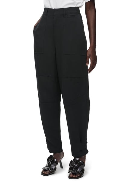 LOEWE Cargo trousers in viscose and linen Black plp_rd