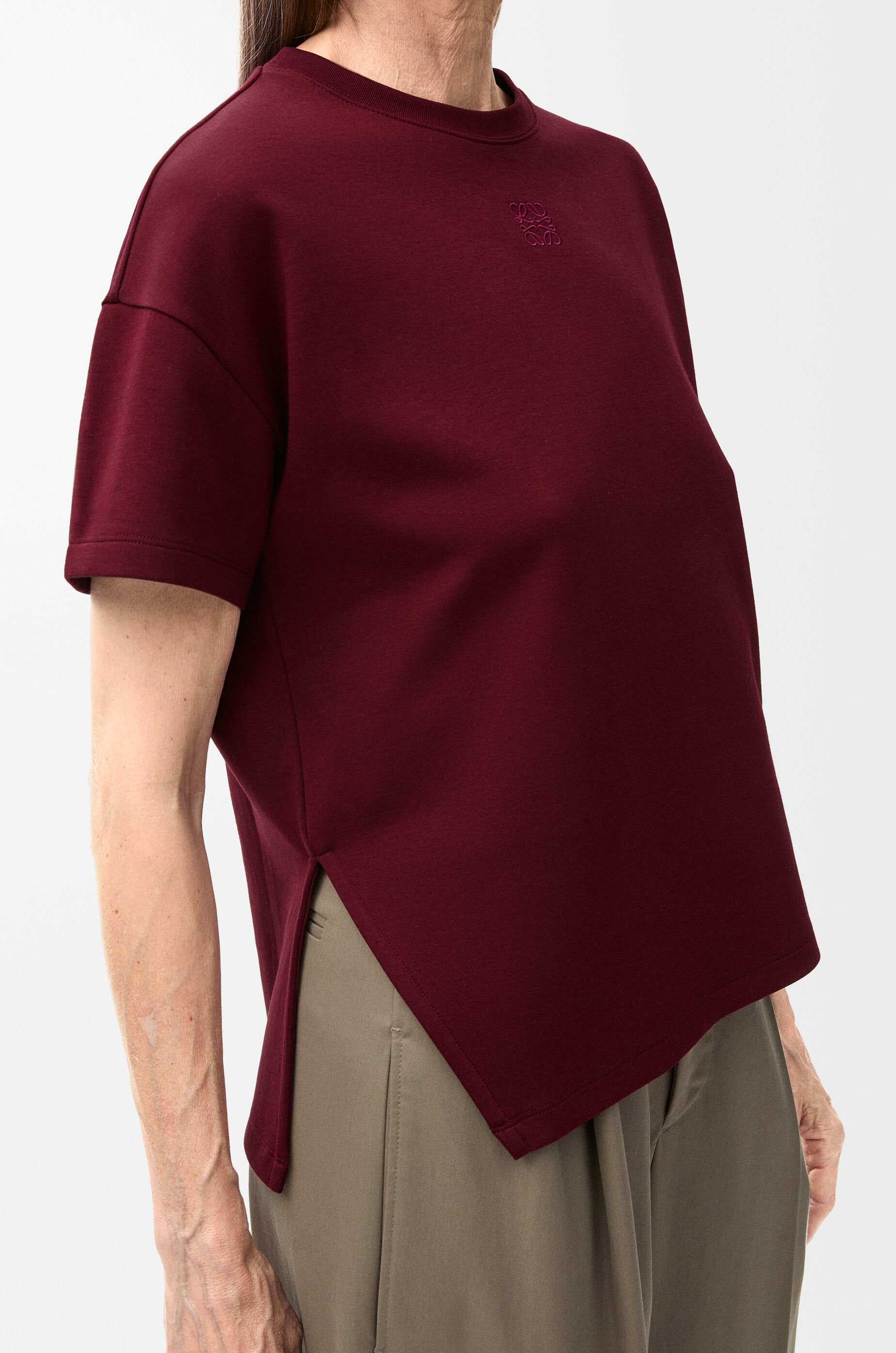 Asymmetric t-shirt in cotton blend Red - LOEWE