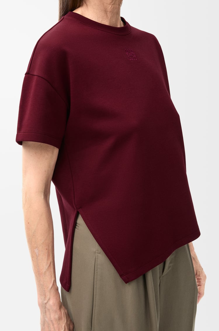 LOEWE Asymmetric t-shirt in cotton blend Bordeaux
