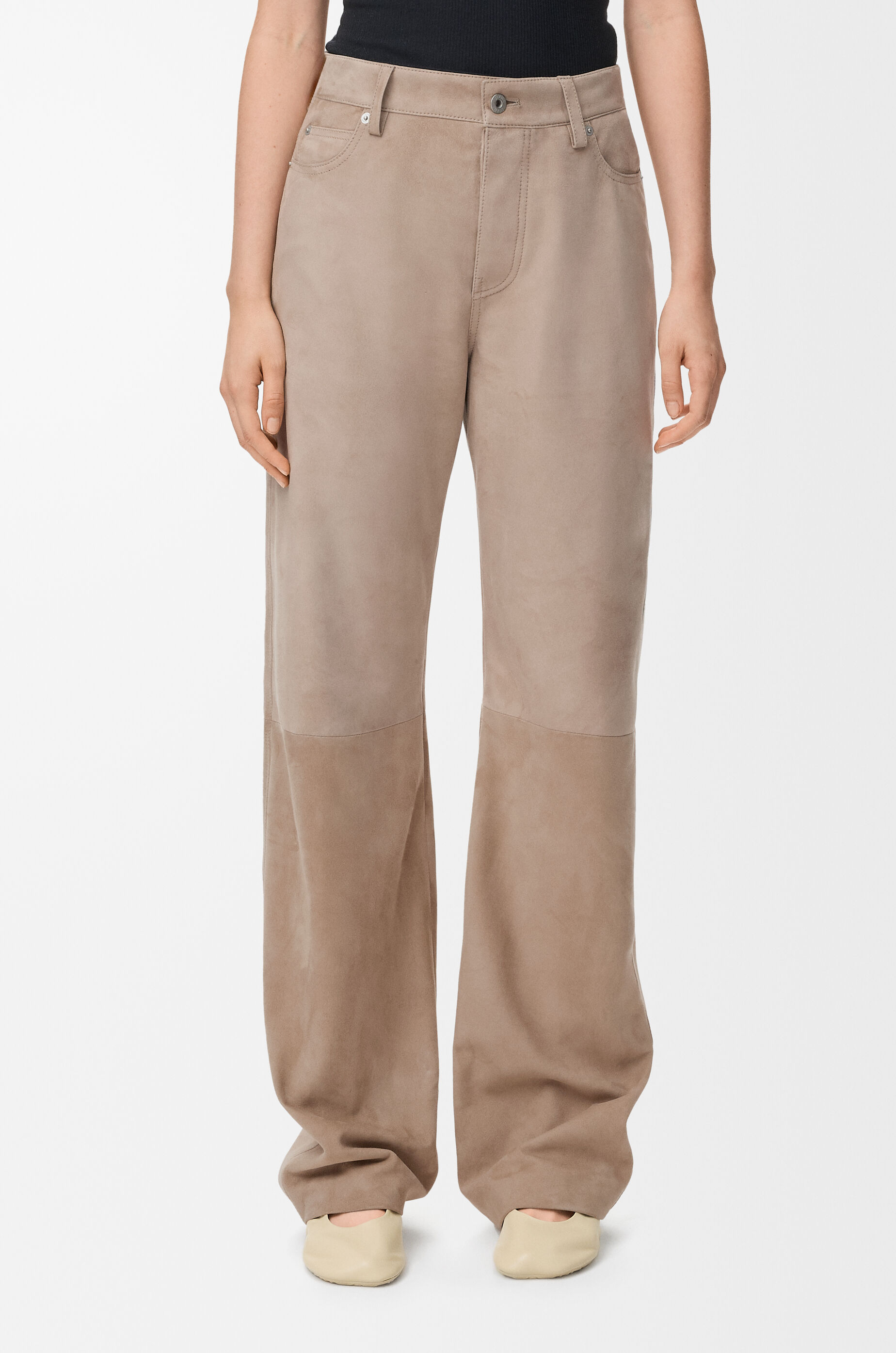 Trousers in suede goatskin Beige - LOEWE Japan official website
