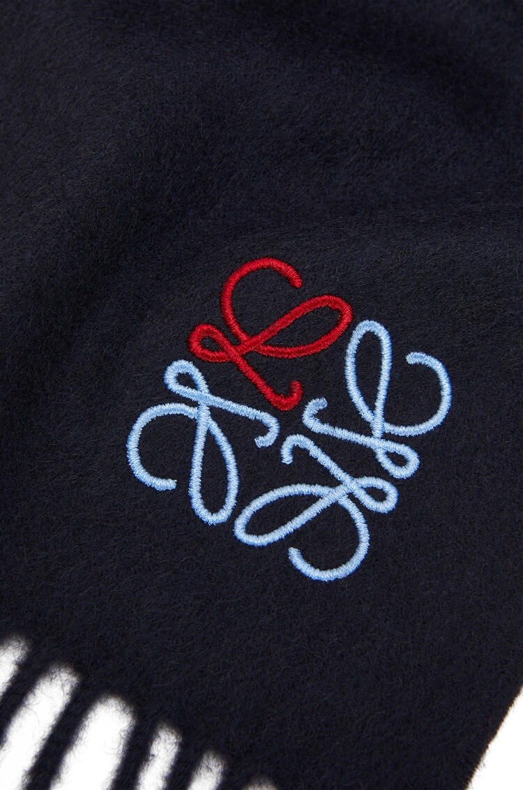 LOEWE Anagram scarf in cashmere Navy Blue