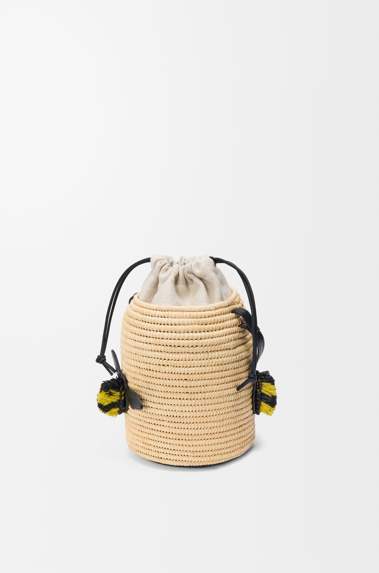 LOEWE Beehive basket in raffia and calfskin Natural
