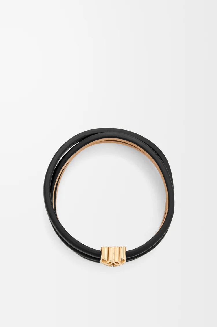 LOEWE Anagram Bombé twist bracelet in calfskin Black
